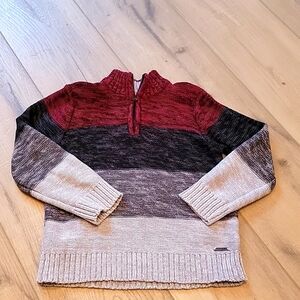Tahari Boy Mock Neck Part Zip Sweater